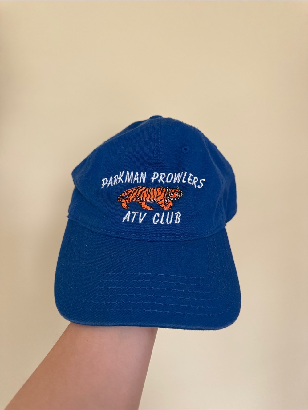 OTTO Royal Blue Baseball Cap with Orange Tiger Embroidery 100% Cotton